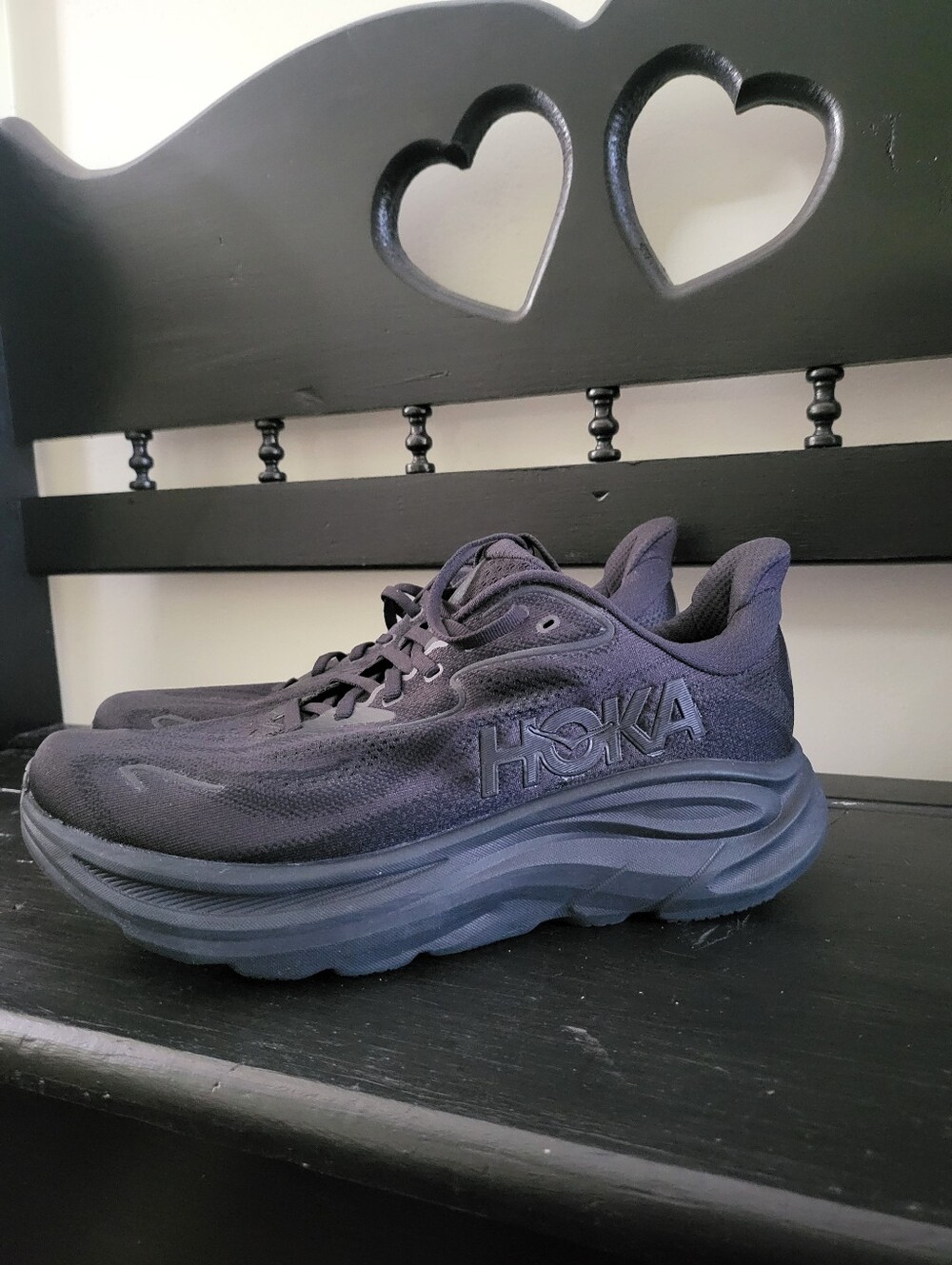 Brand New Hoka Men's All-Black Clifton 10 Athletic Running Shoes Size 10